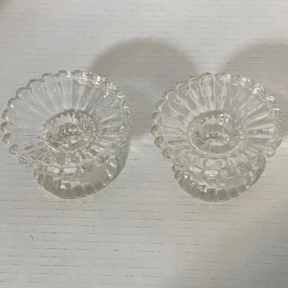 PartyLite Glass Candle Holder Set of 2 - Picture 1 of 7